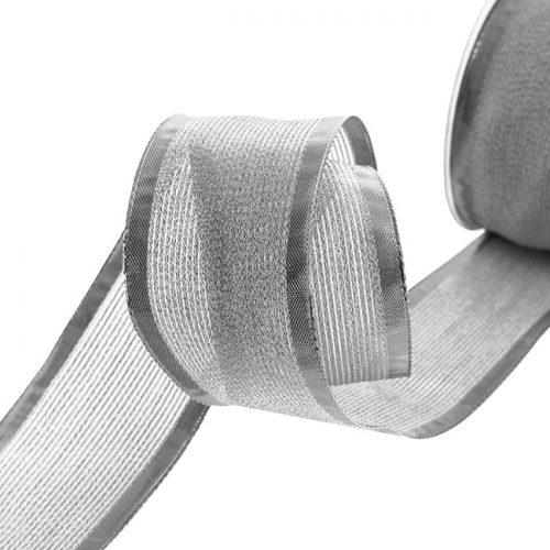 Silver Metallic Wired edged Ribbon
