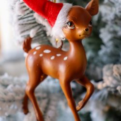 Bambi with Santa hat