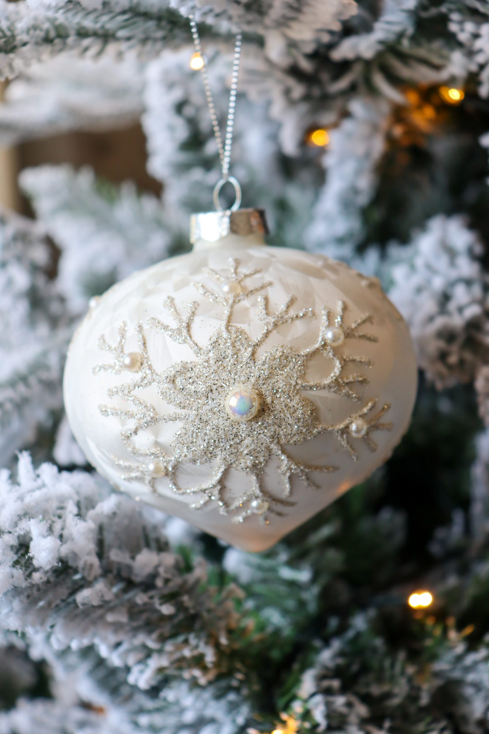 Snowflake pearl Ornament | Merry and Joy Christmas Co